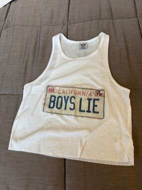 Boys Lie Cream Ribbed Tank Top